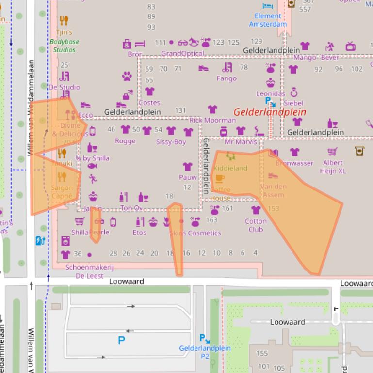 Kaart van postcodegebied 1082LW.