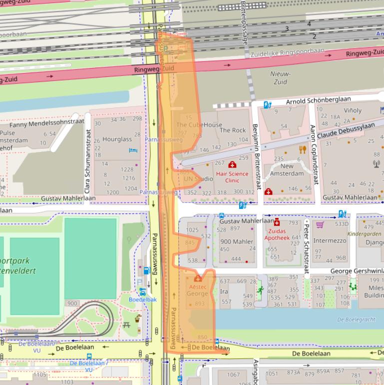 Kaart van postcodegebied 1082LZ.