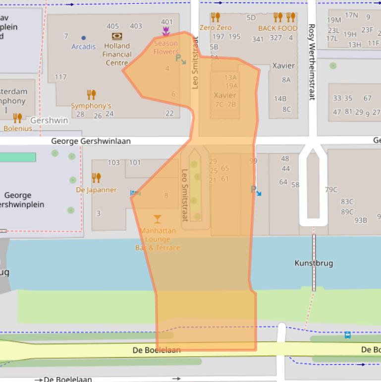 Kaart van postcodegebied 1082MP.