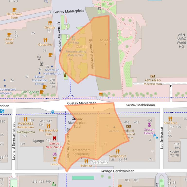 Kaart van postcodegebied 1082MS.