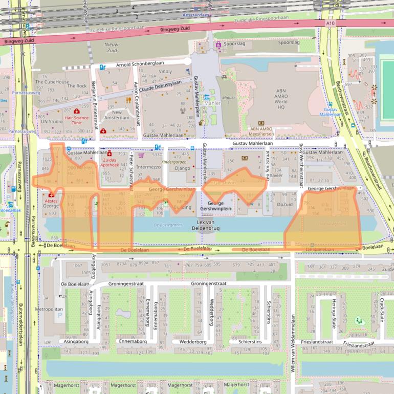 Kaart van postcodegebied 1082MT.