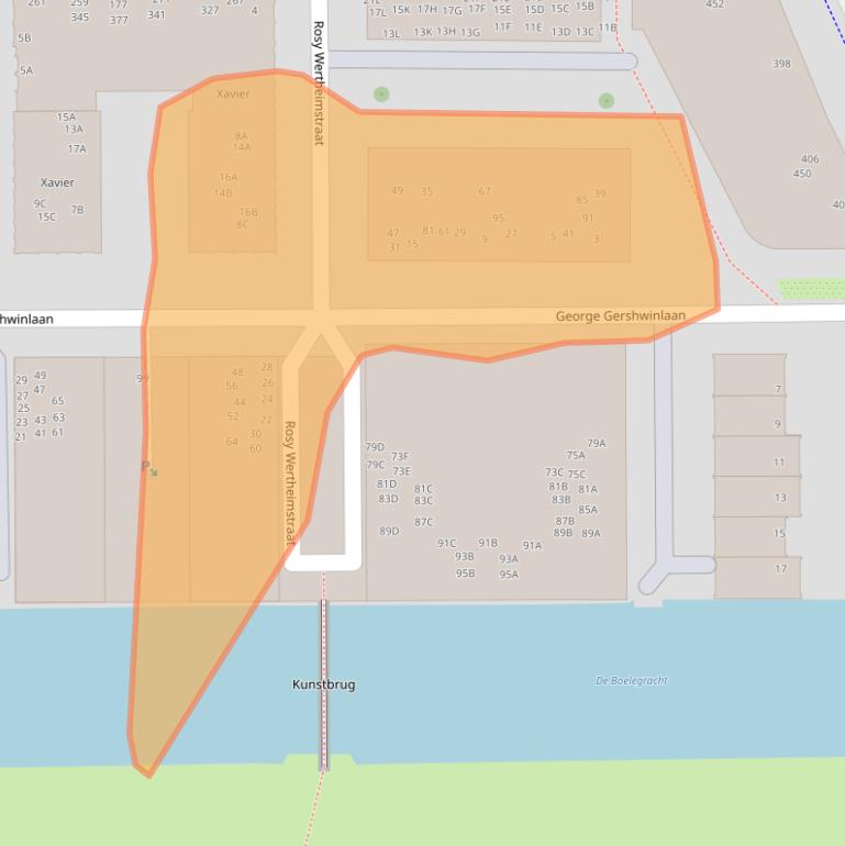 Kaart van postcodegebied 1082MZ.