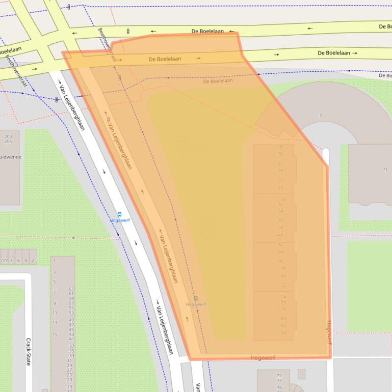 Kaart van postcodegebied 1082NE.