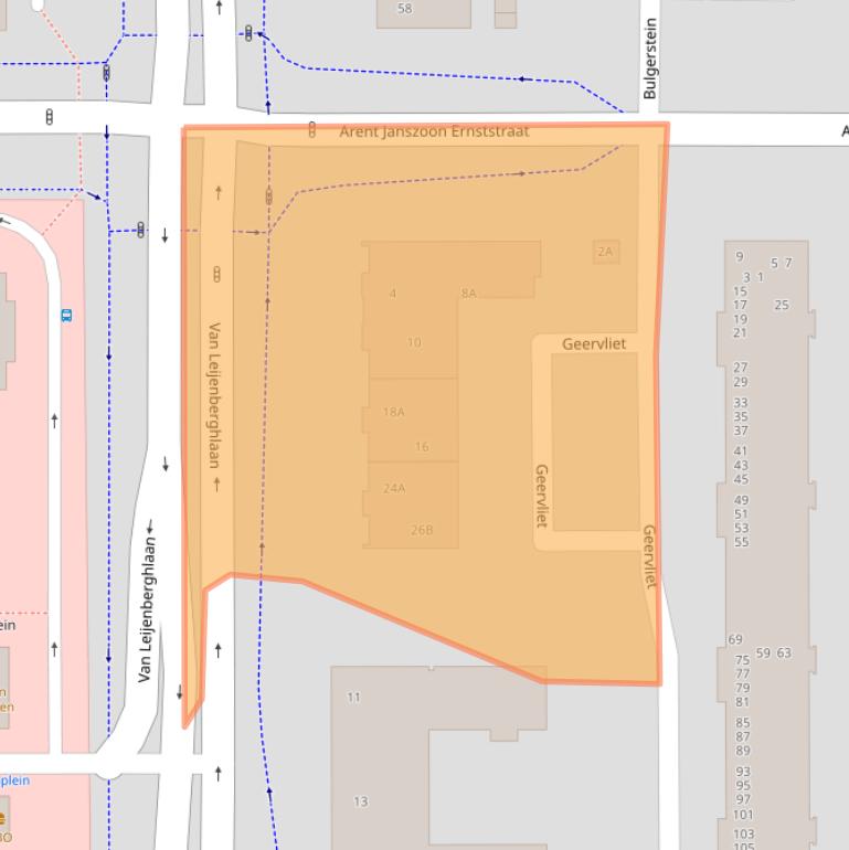Kaart van postcodegebied 1082NT.