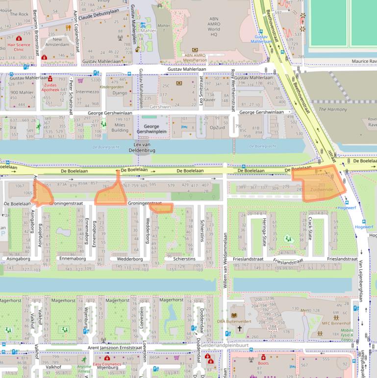 Kaart van postcodegebied 1082RA.