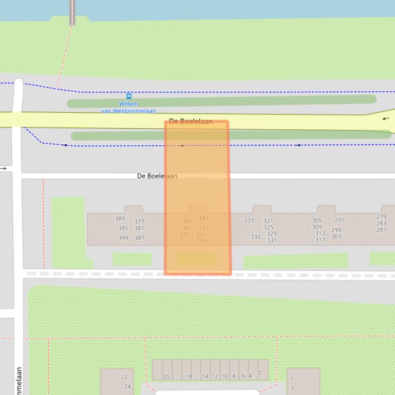 Kaart van postcodegebied 1082RG.