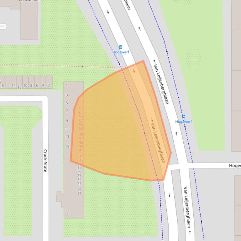 Kaart van postcodegebied 1082TW.