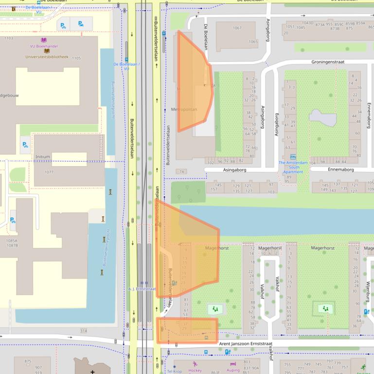 Kaart van postcodegebied 1082VA.
