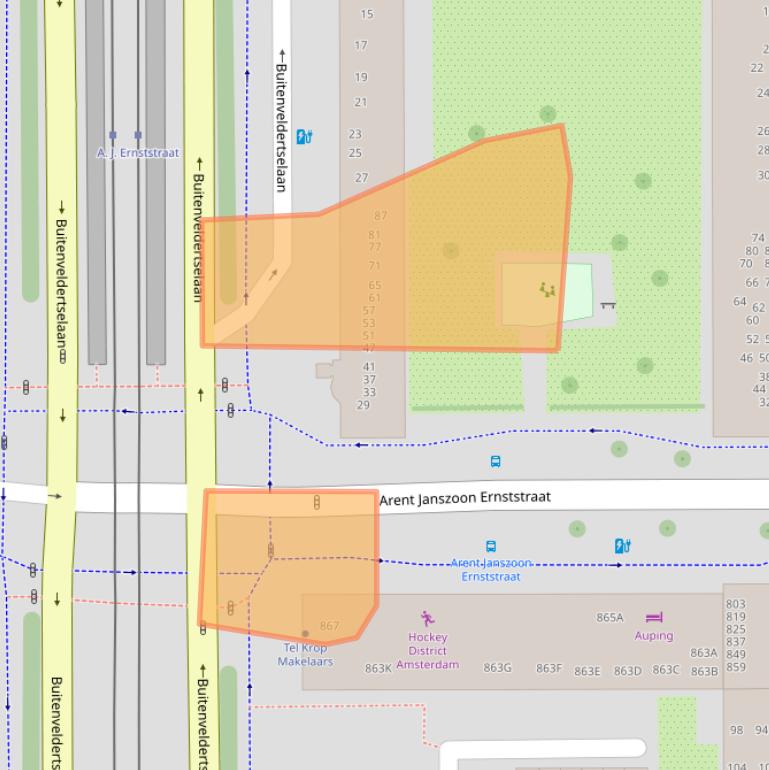 Kaart van postcodegebied 1082VB.