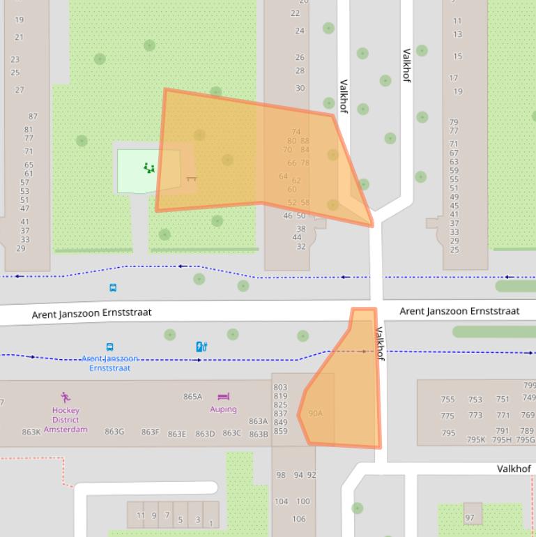 Kaart van postcodegebied 1082VK.