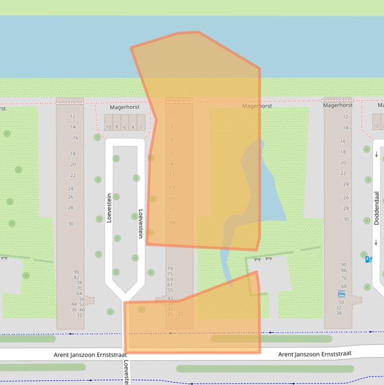 Kaart van postcodegebied 1082XC.