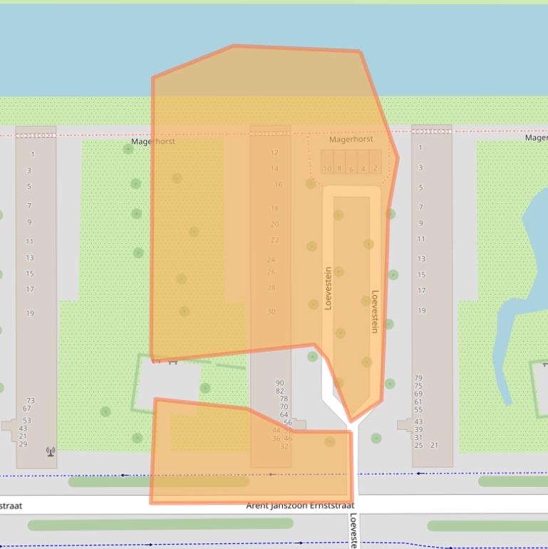 Kaart van postcodegebied 1082XJ.