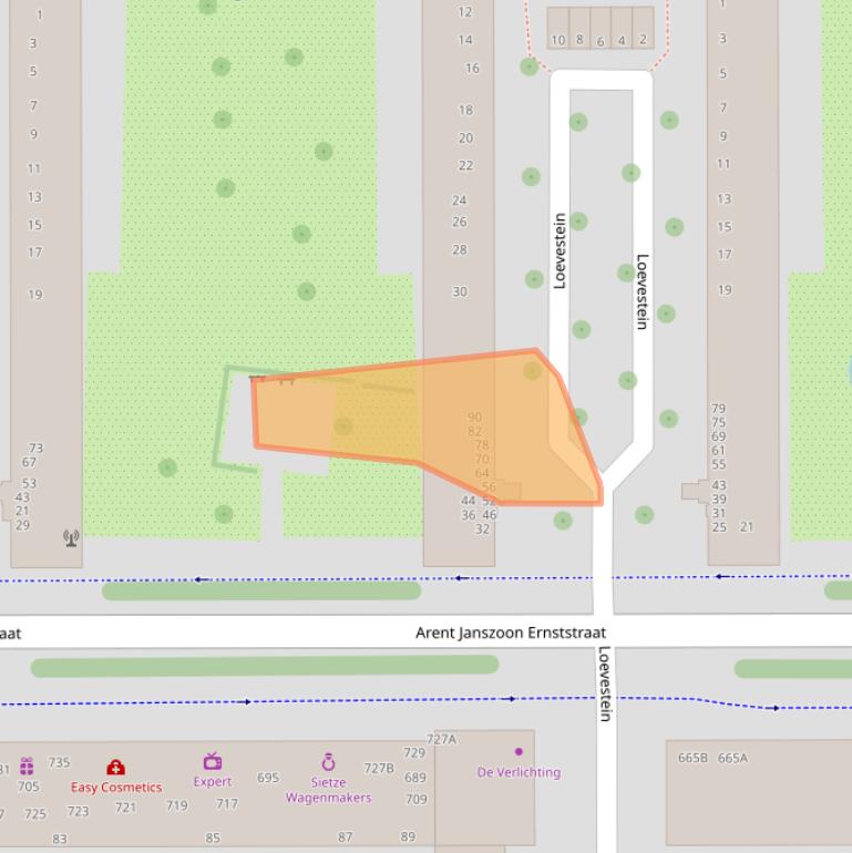 Kaart van postcodegebied 1082XK.