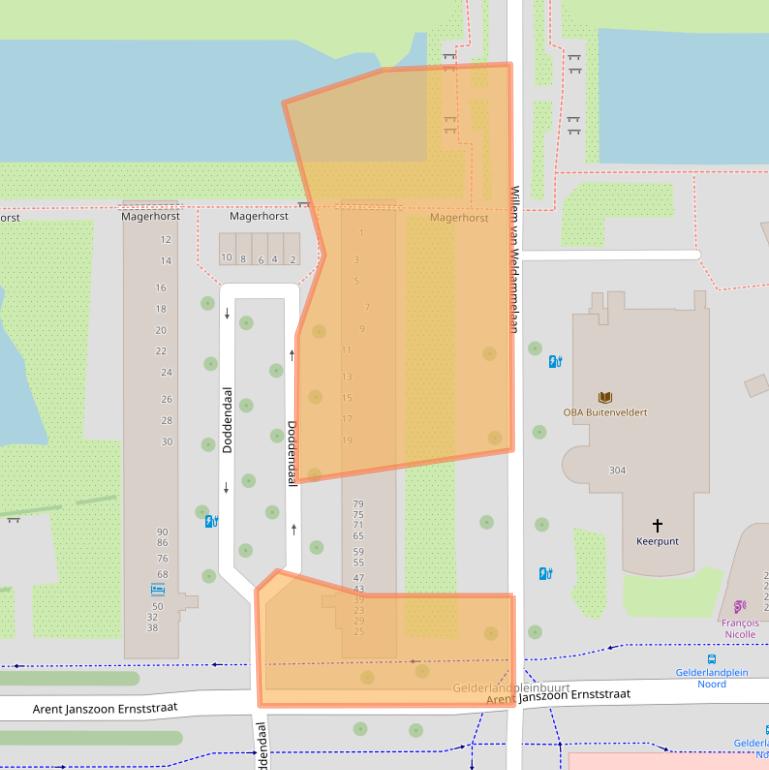 Kaart van postcodegebied 1082XN.