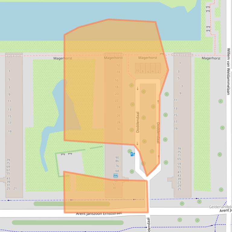 Kaart van postcodegebied 1082XV.