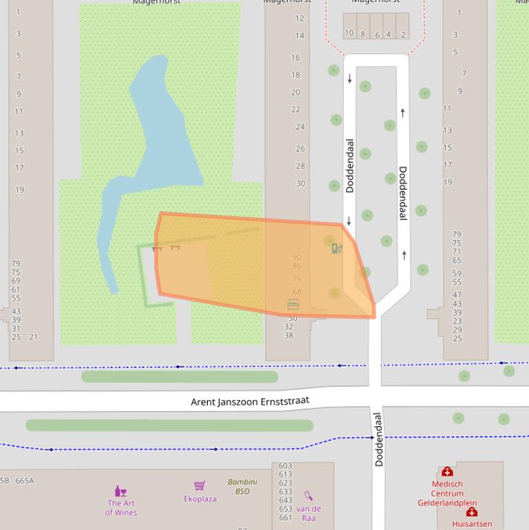 Kaart van postcodegebied 1082XW.