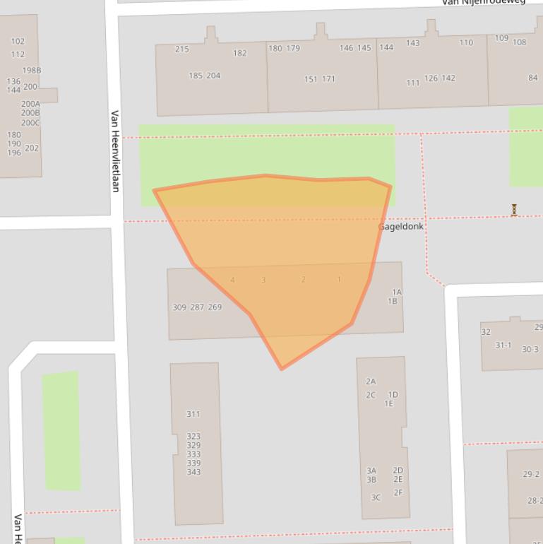 Kaart van postcodegebied 1083BZ.