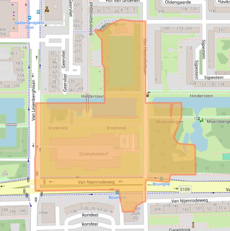 Kaart van postcodegebied 1083CL.