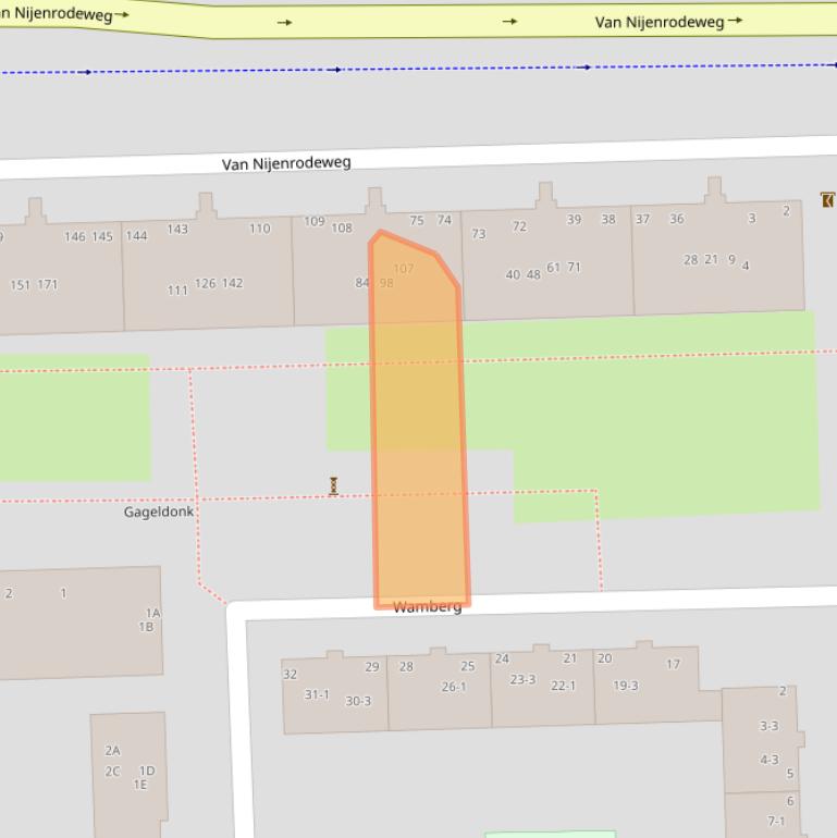 Kaart van postcodegebied 1083EG.