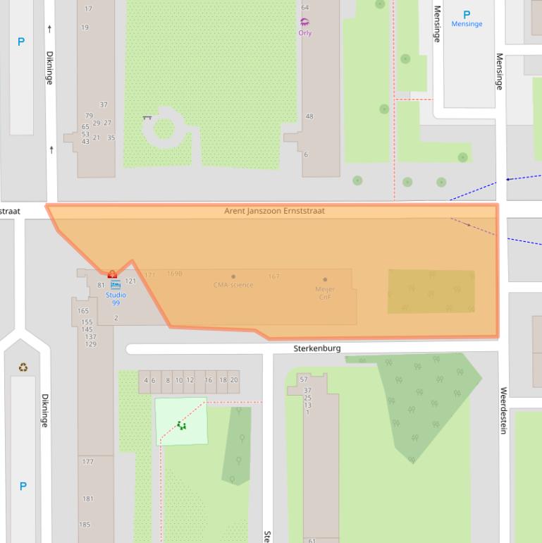 Kaart van postcodegebied 1083GT.