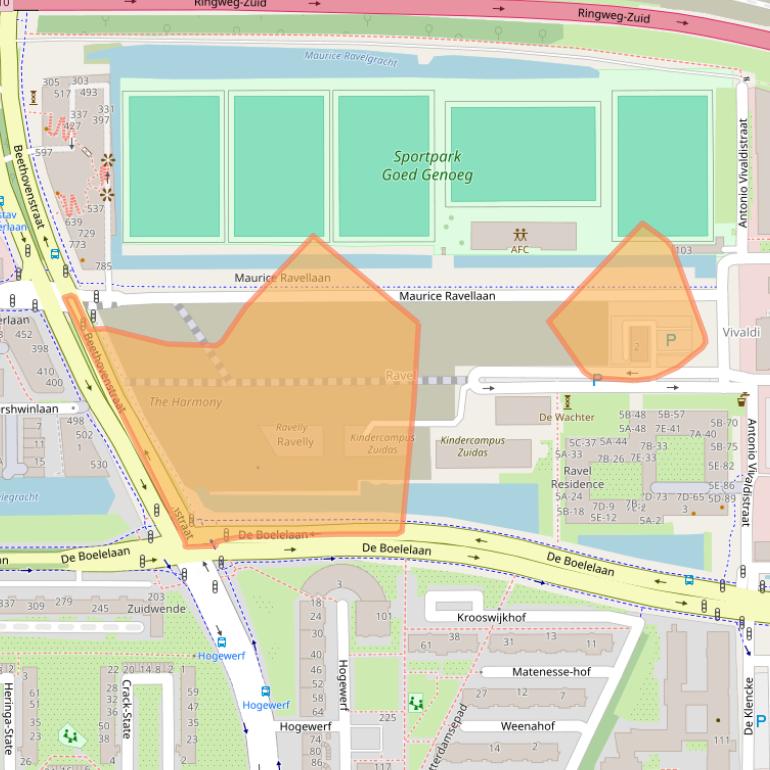 Kaart van postcodegebied 1083HT.