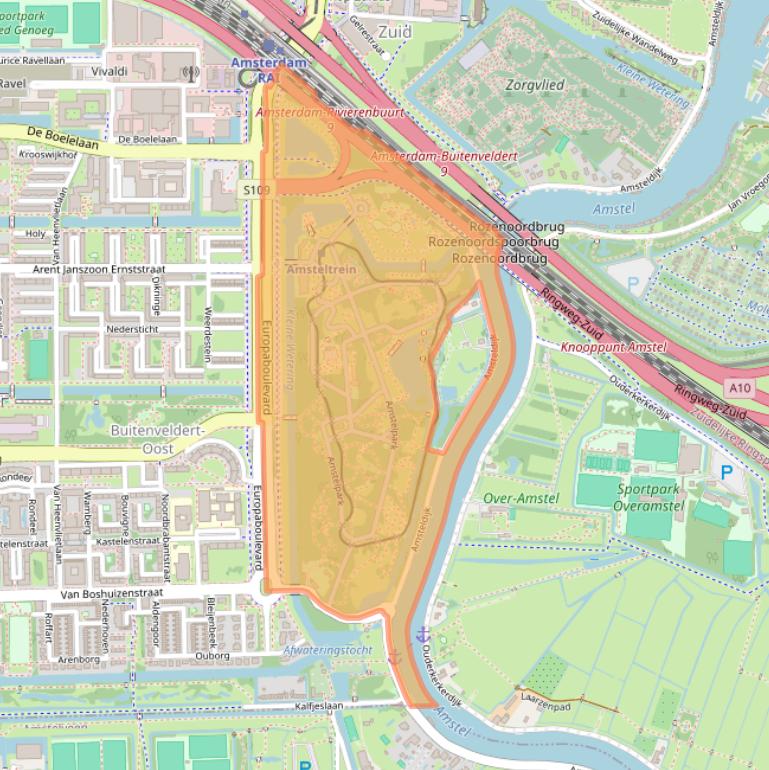 Kaart van postcodegebied 1083HZ.