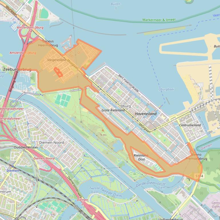 Kaart van postcodegebied 1086.