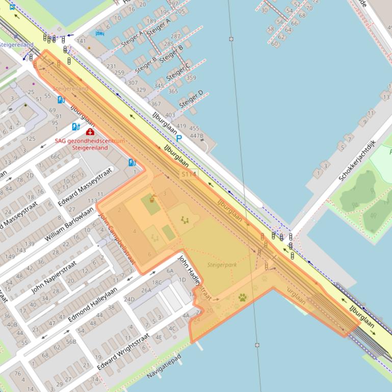 Kaart van postcodegebied 1086WB.