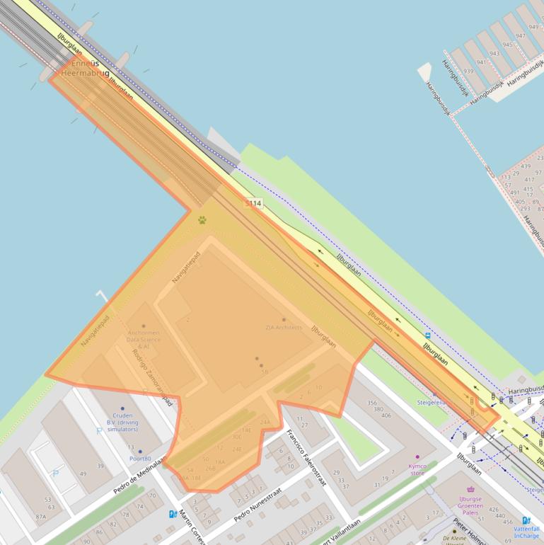 Kaart van postcodegebied 1086XK.