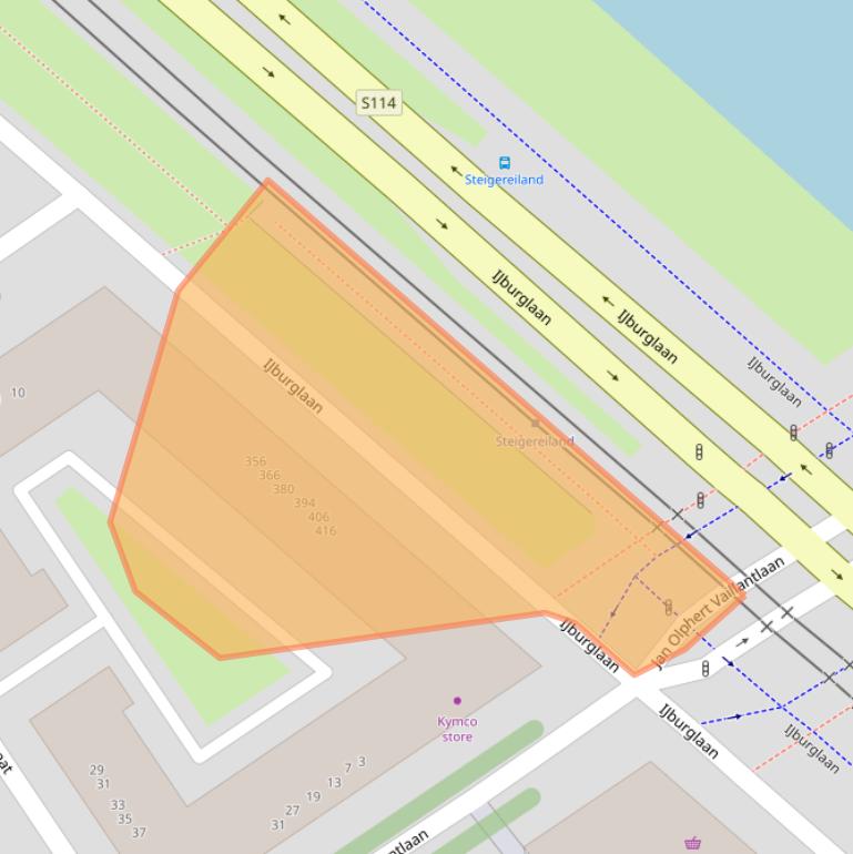 Kaart van postcodegebied 1086XT.