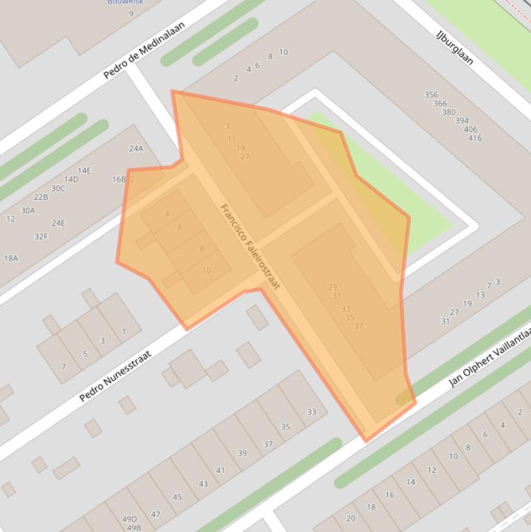 Kaart van postcodegebied 1086XV.