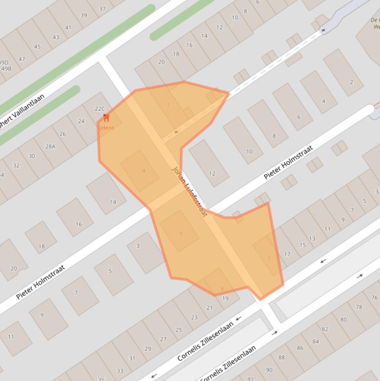 Kaart van postcodegebied 1086ZB.