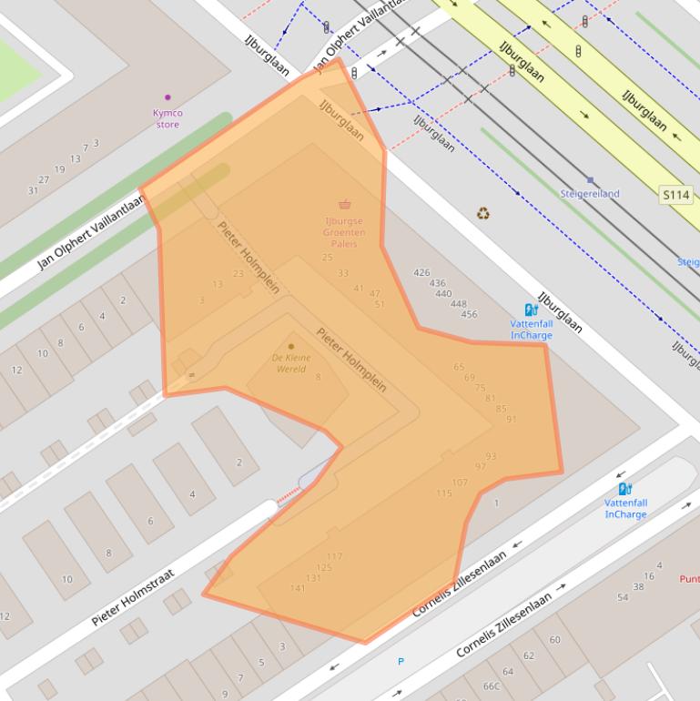 Kaart van postcodegebied 1086ZH.