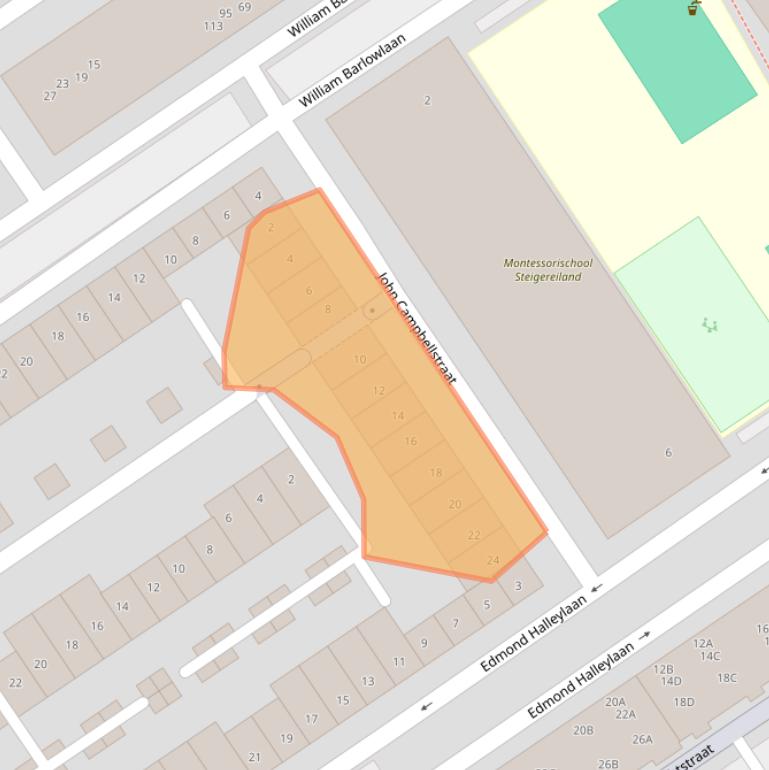 Kaart van postcodegebied 1086ZT.