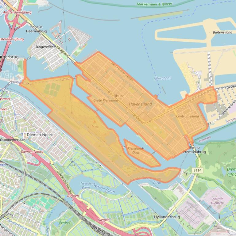 Kaart van postcodegebied 1087.