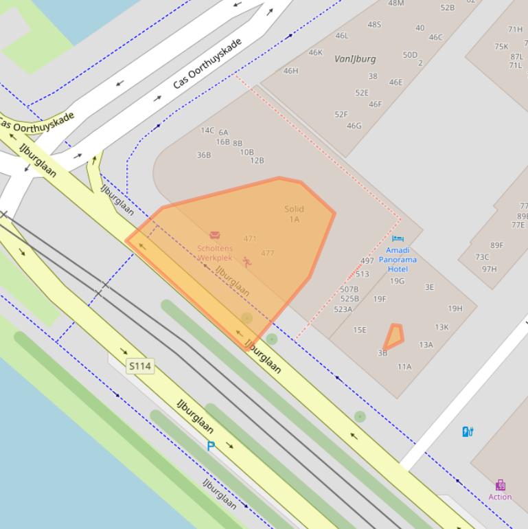 Kaart van postcodegebied 1087BE.