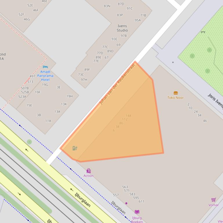 Kaart van postcodegebied 1087BN.