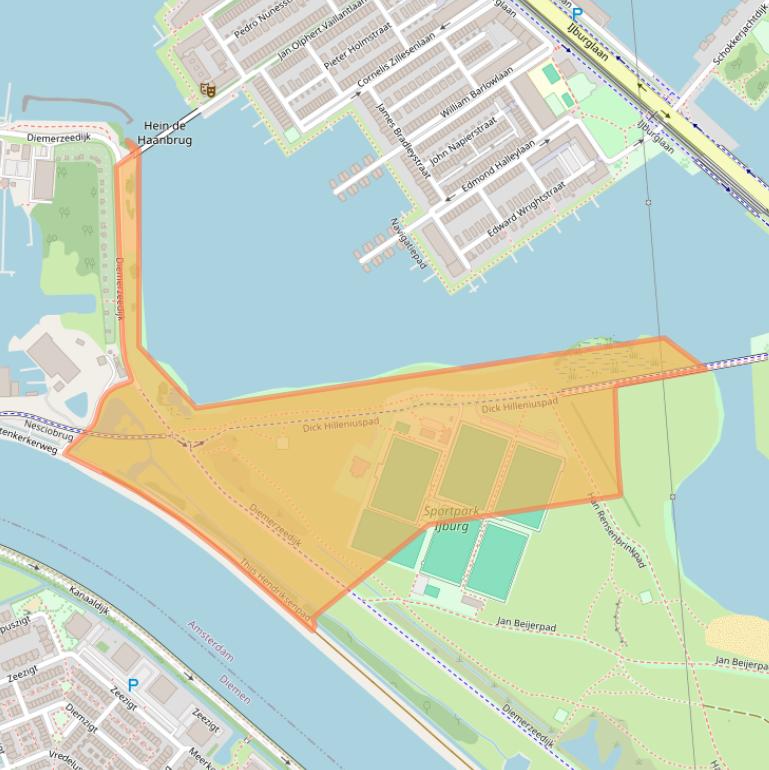 Kaart van postcodegebied 1087BZ.