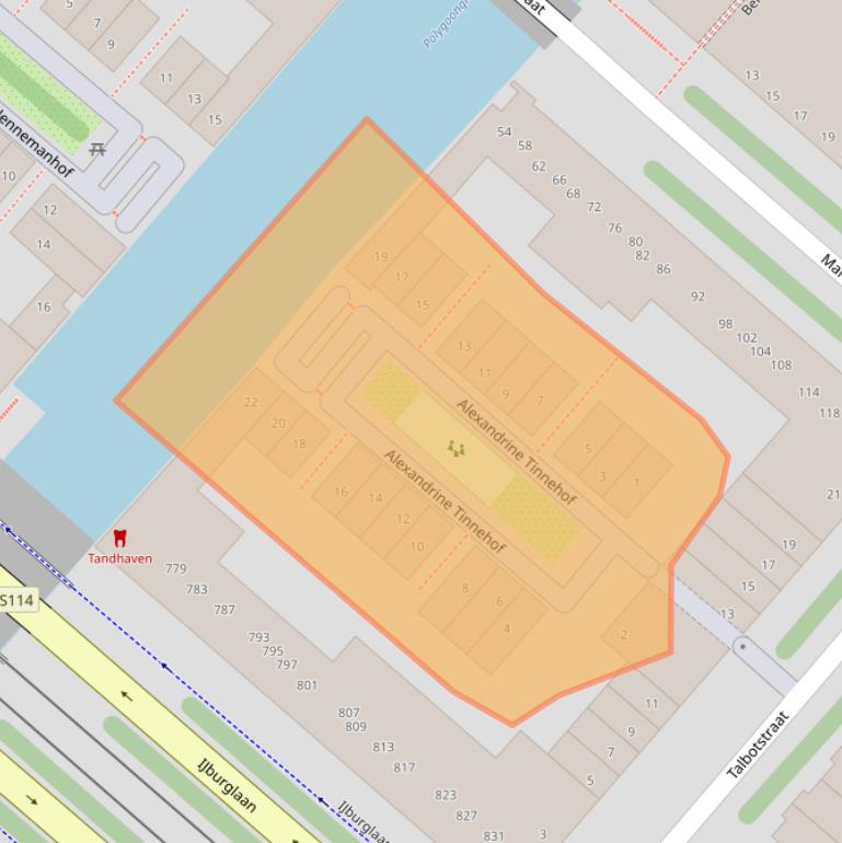 Kaart van postcodegebied 1087CM.