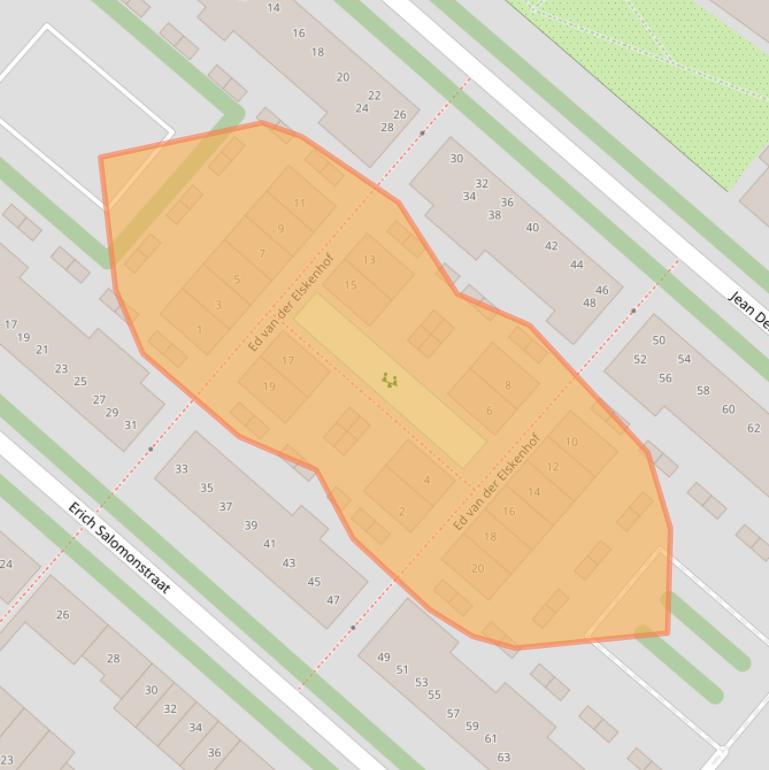Kaart van postcodegebied 1087DS.