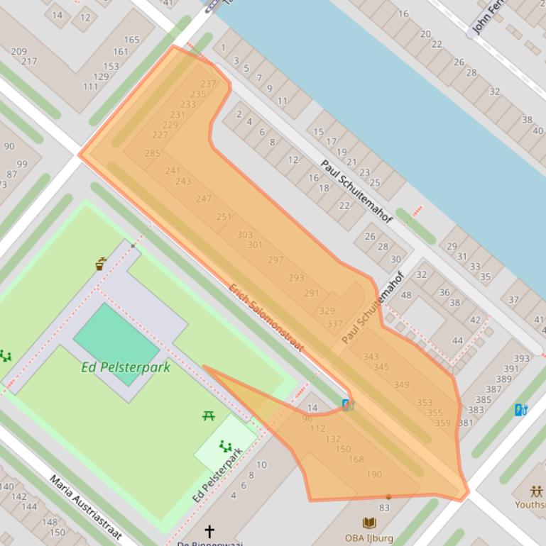 Kaart van postcodegebied 1087EH.