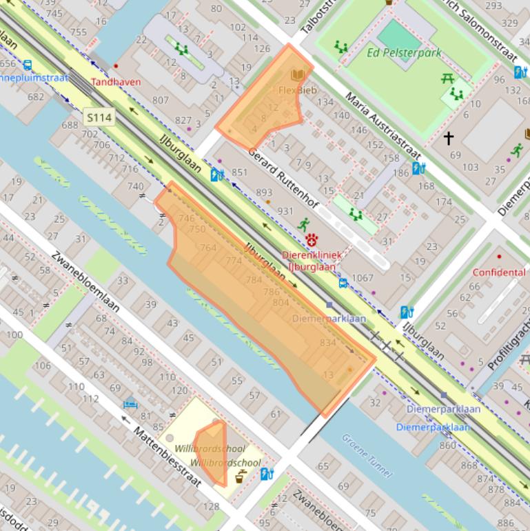 Kaart van postcodegebied 1087EM.