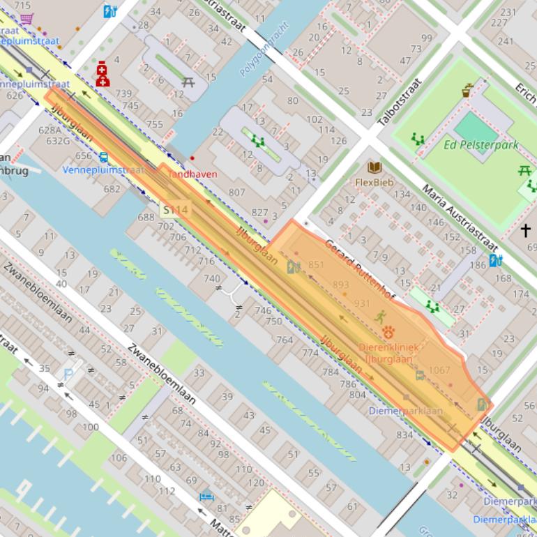 Kaart van postcodegebied 1087EN.