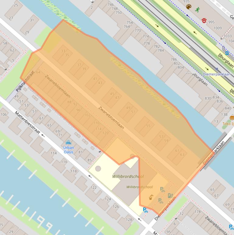 Kaart van postcodegebied 1087EP.