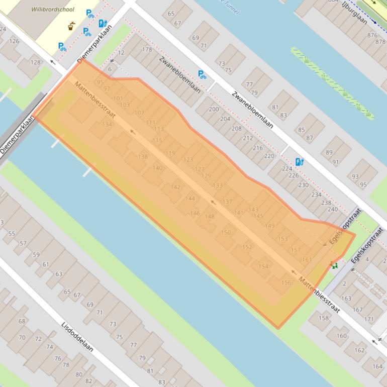 Kaart van postcodegebied 1087GC.