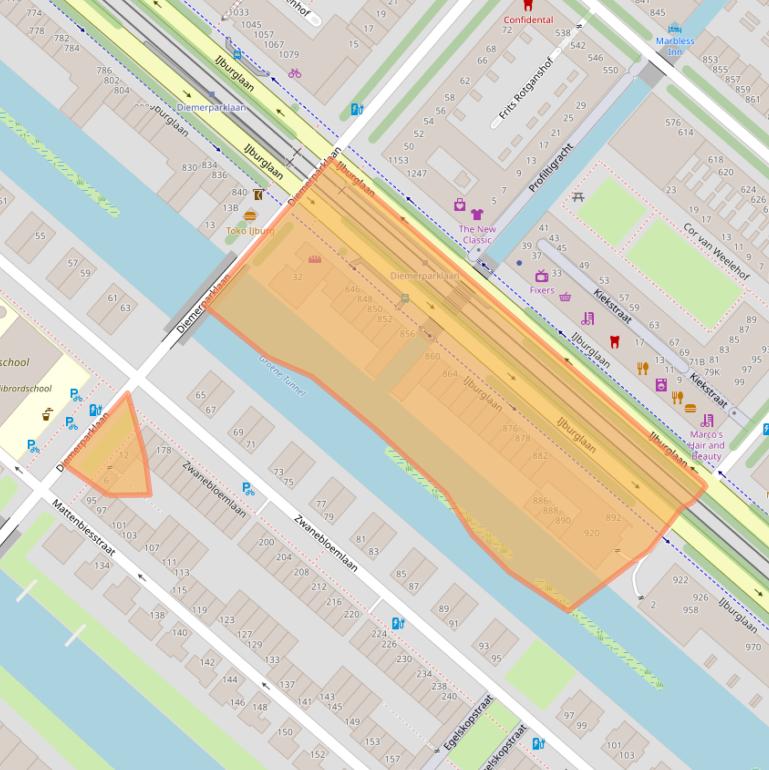 Kaart van postcodegebied 1087GE.