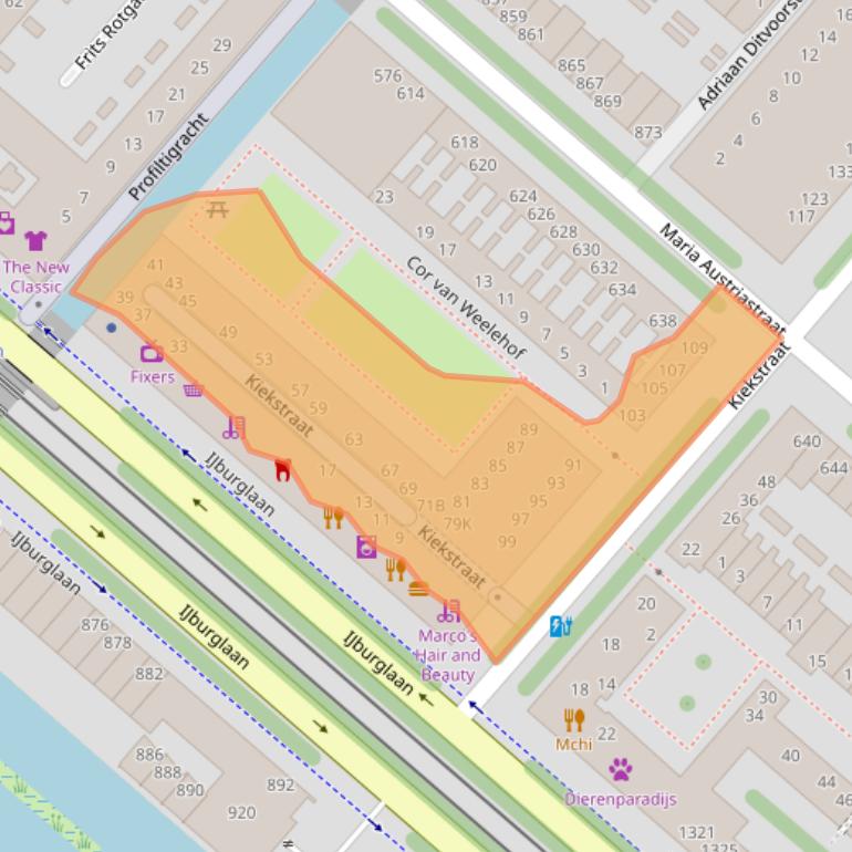 Kaart van postcodegebied 1087GK.