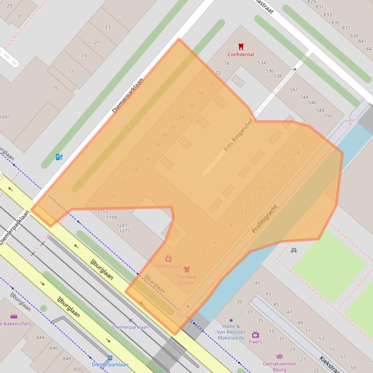 Kaart van postcodegebied 1087GM.