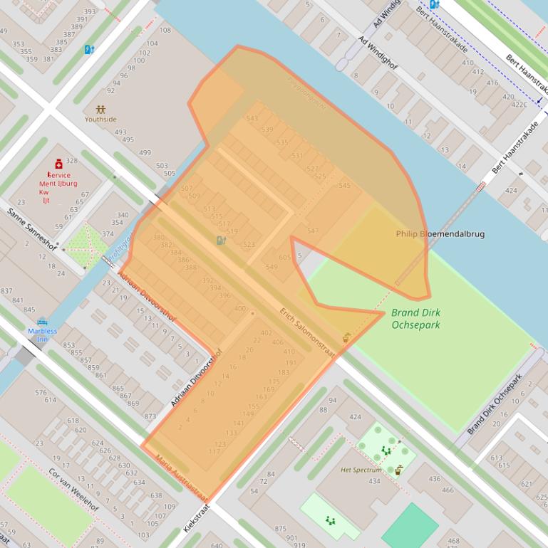 Kaart van postcodegebied 1087GT.