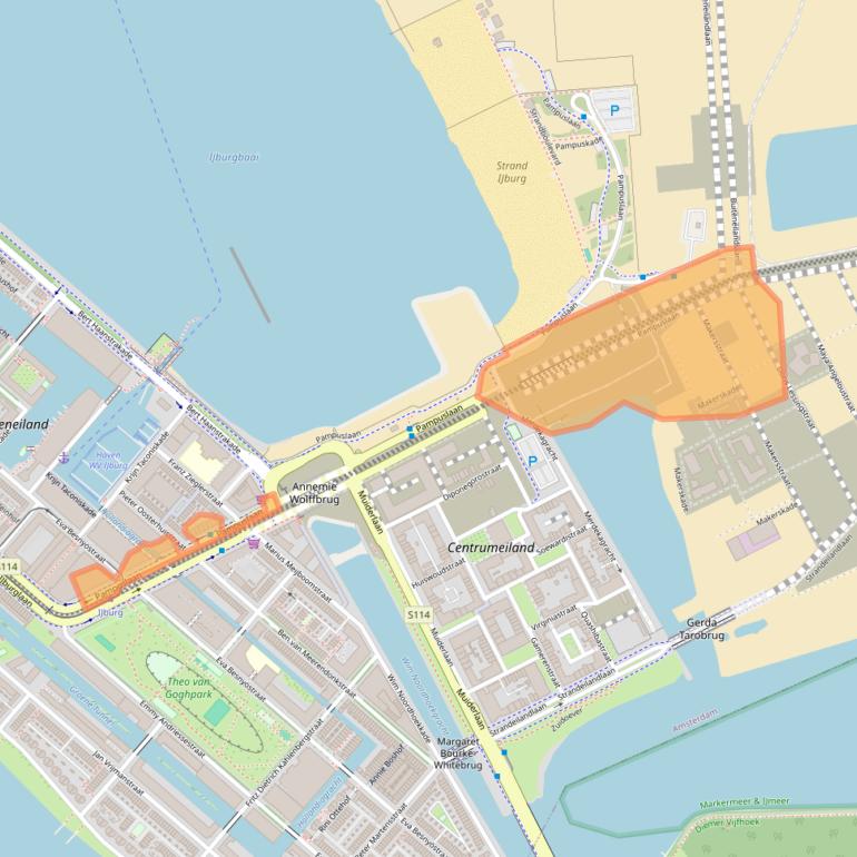 Kaart van postcodegebied 1087HP.